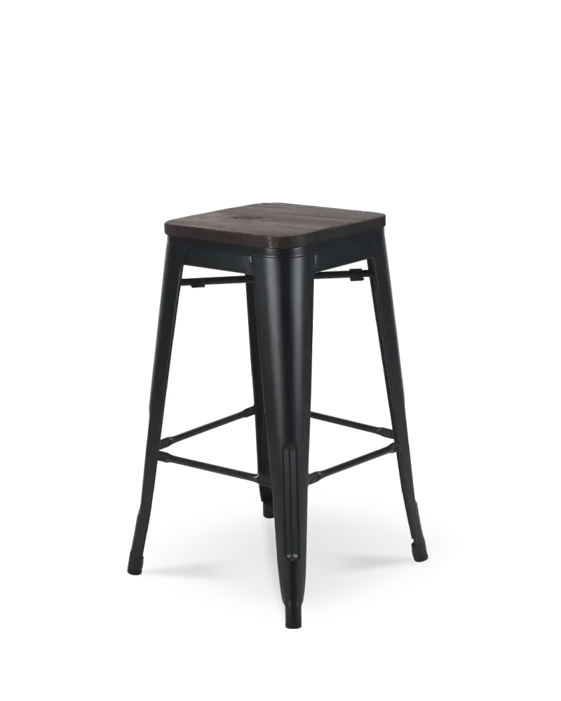 Lix Wood Counter sgabello nero