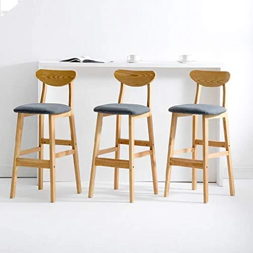 LIYIN-Sedie Sedia da Bar Legno massello Semplice Cucina Domestica da Pranzo Sgabello Alto Cuscino Tessuto con Schienale, c...