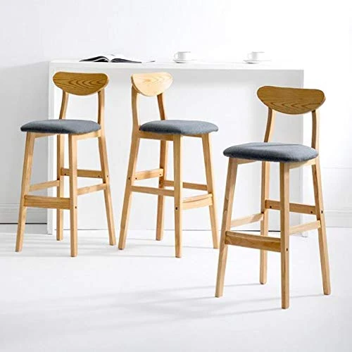 LIYIN-Sedie Sedia da Bar Legno massello Semplice Cucina Domestica da Pranzo Sgabello Alto Cuscino Tessuto con Schienale, c...