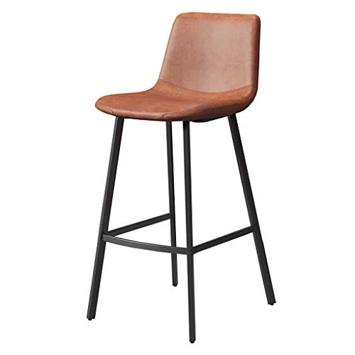 Sgabello da Bar Moderno Ferro battuto Seggiolone per Colazione Gambe Metallo Nero Sedile Pelle PU per Cucina Sedia da Pran...