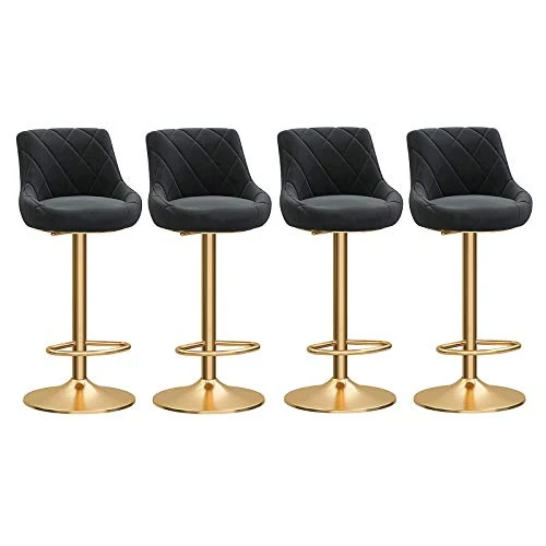 LIZIXH (4pcs) Sgabello da Bar, Ascensore Fisico (65-80 cm) Sedia elettrolitica Dorata, Sedia per la Colazione Barre Sempli...