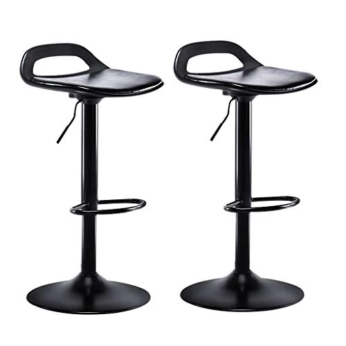 LIZIXH Moderno Bar Sgabelli 2 Set, Regolabile Ascensore Girevole Nero Gas, Chrome poggiapiedi e Base, Colazione Bar/Contat...