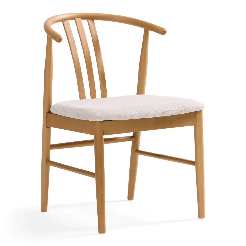 Lizzie Sedia da pranzo faggio con seduta imbottita beige