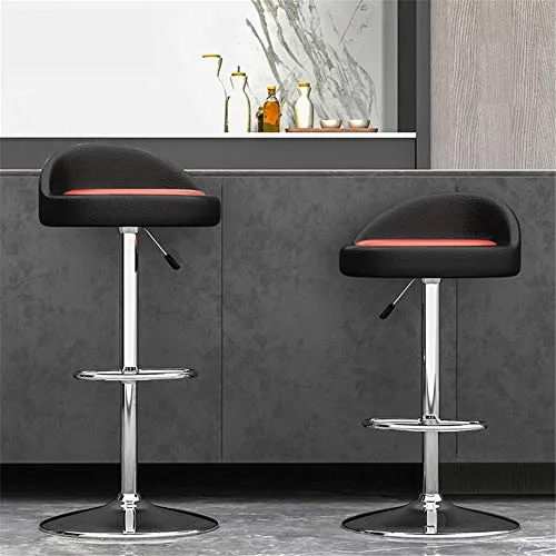 Ljings Sgabelli da Bar Regolabili, Sedia da Bar Girevole, Base Metallo Contemporanea, con Schienale Arrotondato E Base Cro...