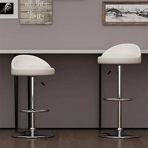 Ljings Sgabelli da Bar Regolabili, Sedia da Bar Girevole, Base Metallo Contemporanea, con Schienale Arrotondato E Base Cro...