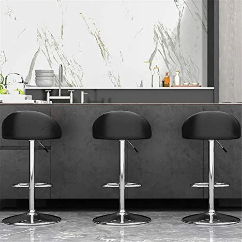 Ljings Sgabelli da Bar Regolabili, Sedia da Bar Girevole, Base Metallo Contemporanea, con Schienale Arrotondato E Base Cro...