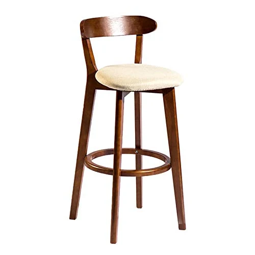 Sgabello Bancone Rotondo Assemblato Legno con Seduta Pelle O Cuscino, Sgabelli Bar Sedie Bar, Sedia Posteriore per Sedute...