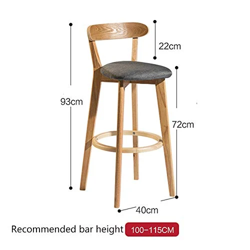 Sgabello Bancone Rotondo Assemblato Legno con Seduta Pelle O Cuscino, Sgabelli Bar Sedie Bar, Sedia Posteriore per Sedute...