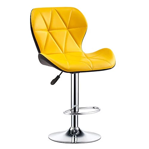LKLXJ Seggiovia Sedia Girevole 360 ° Sgabello Alto Nero + Seduta Pelle Bianca/Sgabello Regolabile Altezza Sedia con Schien...