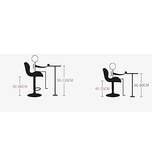 LKLXJ Seggiovia Sedia Girevole 360 ° Sgabello Alto Nero + Seduta Pelle Bianca/Sgabello Regolabile Altezza Sedia con Schien...