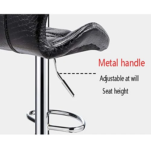 LKLXJ Seggiovia Sedia Girevole 360 ° Sgabello Alto Nero + Seduta Pelle Bianca/Sgabello Regolabile Altezza Sedia con Schien...