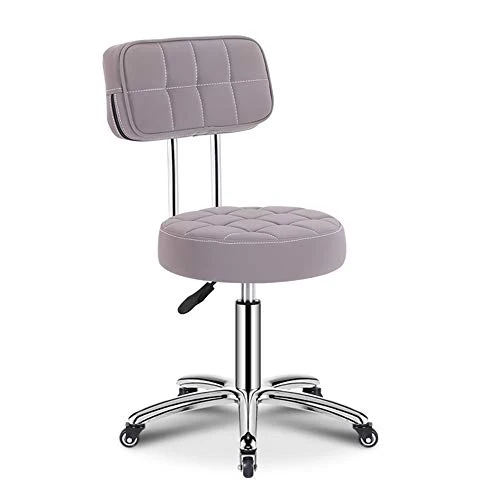 Sedia da Lavoro -Sgabello Regolabile con Schienale da 43-58cm-sedie Girevole Bianca con Ruote,idraulica,Attrezzatura da Sa...