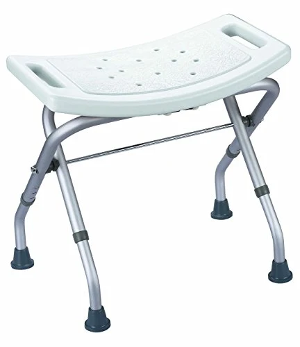 LOMOS Sgabello per Doccia e Vasca da Bagno, Pieghevole e Regolabile Altezza, Colore Bianco