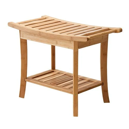 bambù Impermeabile Panchina, Doccia Sgabello, Conservazione Organizzatore Ecologia Antiscivolo Deadweight 250kg con Ripian...