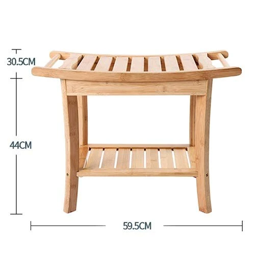 bambù Impermeabile Panchina, Doccia Sgabello, Conservazione Organizzatore Ecologia Antiscivolo Deadweight 250kg con Ripian...