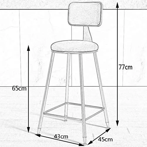 LTPY Iron Art Gambe Metallo Flanella Stile Cuscino Sgabello da Bar Bancone Cucina Colazione Sgabello Alto + (Colore: Nero,...