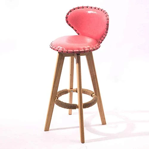 LTPY Sedia da Bar Legno massello Girevole 360 Gradi Negozio di tè Semplice Sgabello Alto Rivetto Sedia da banco Creativa p...
