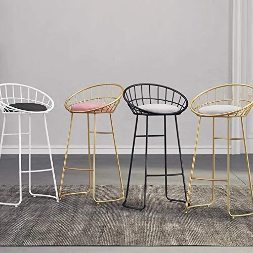 Sgabelli da bar nordici Golden Modern Minimalist Sgabelli alti ferro battuto Bar Tavolo da pranzo Sedie Schienali per la c...