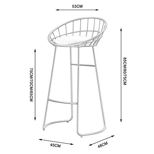 Sgabelli da bar nordici Golden Modern Minimalist Sgabelli alti ferro battuto Bar Tavolo da pranzo Sedie Schienali per la c...