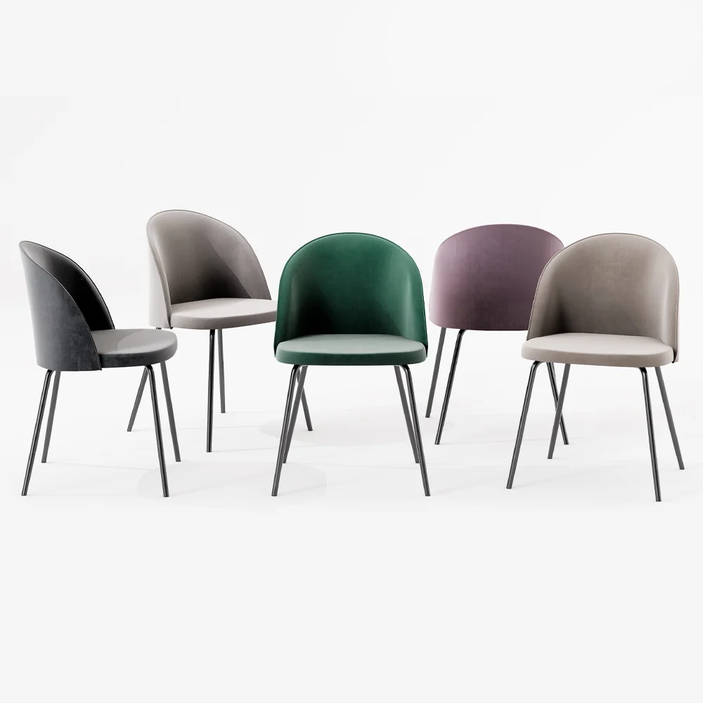 Lulù - Set da 4 Sedia velluto moderna gambe metallo nero cm 51x54x81h - vari colori