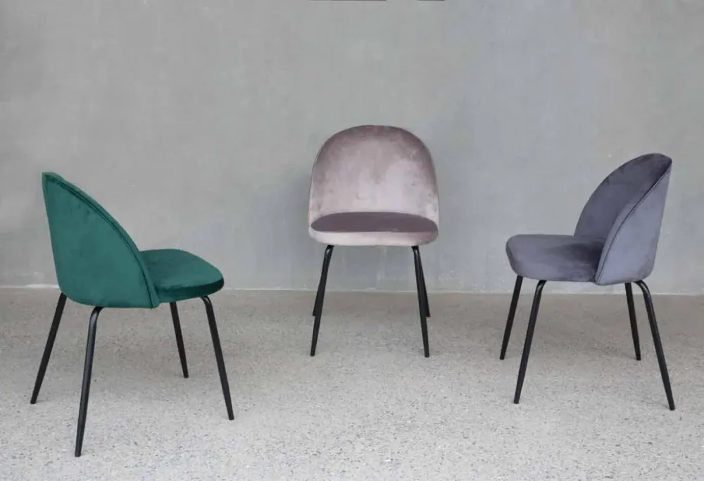 Lulù - Set da 4 Sedia velluto moderna gambe metallo nero cm 51x54x81h - vari colori