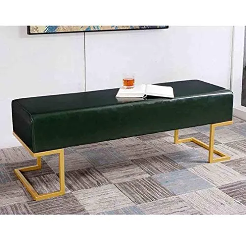 LXESWM Panca Ottomana Poggiapiedi Ottomana Banco Divano Sgabello Ecopelle Sedile Imbottito con Golden Base Metallica (Colo...