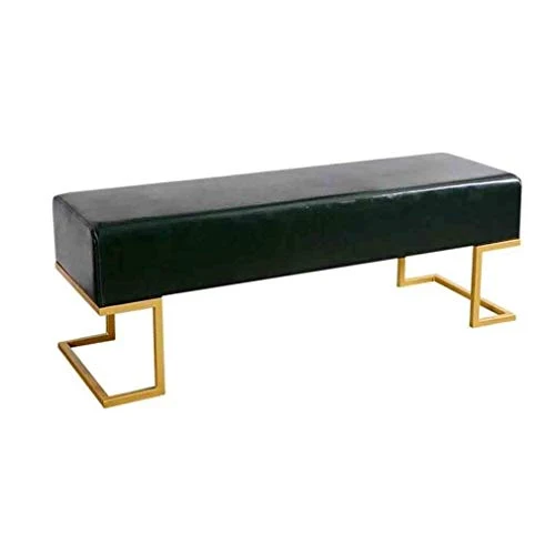 LXESWM Panca Ottomana Poggiapiedi Ottomana Banco Divano Sgabello Ecopelle Sedile Imbottito con Golden Base Metallica (Colo...