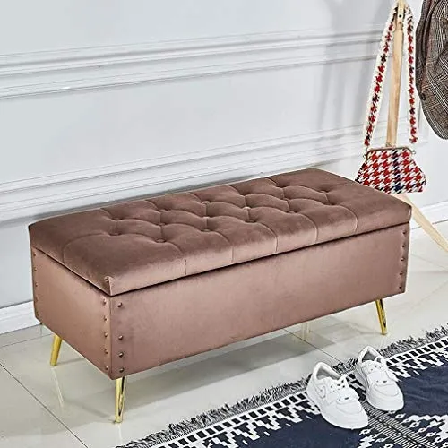 LXESWM Pouf Panca Ottomana Ottomano Panca poggiapiedi Pieghevole Imbottito Trapuntato Bagagli con la Copertura, Soggiorno...