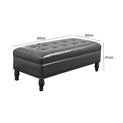 LXESWM Pouf Panca Ottomana Poggiapiedi Pelle Pieghevole Bagagli Petto di stoccaggio ottomano PU con Flipping Coperchio Bed...