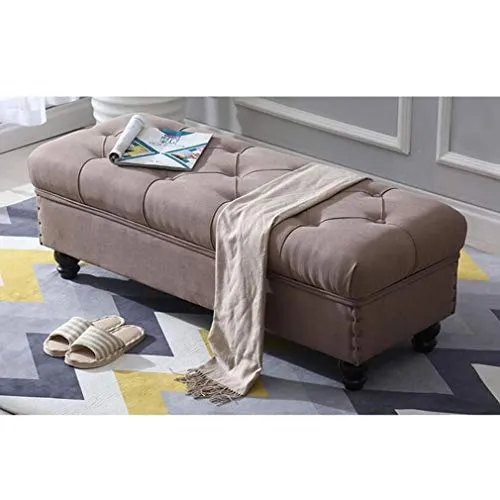 LXESWM Pouf Panca Ottomana Stoccaggio Ottomano con Flipping Coperchio Scarpe Banco Poggiapiedi Pieghevole Bagagli Petto di...