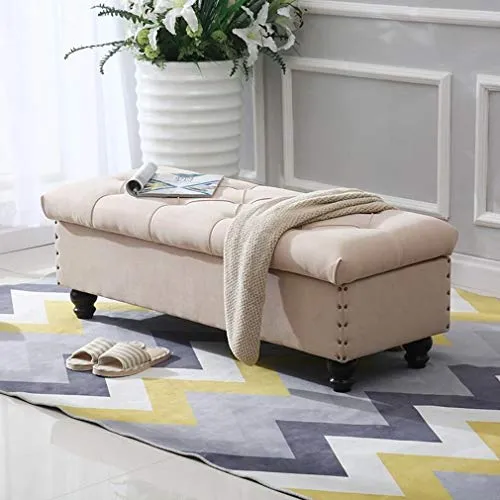 LXESWM Pouf Panca Ottomana Stoccaggio Ottomano con Flipping Coperchio Scarpe Banco Poggiapiedi Pieghevole Bagagli Petto di...