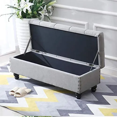 LXESWM Pouf Panca Ottomana Stoccaggio Ottomano con Flipping Coperchio Scarpe Banco Poggiapiedi Pieghevole Bagagli Petto di...
