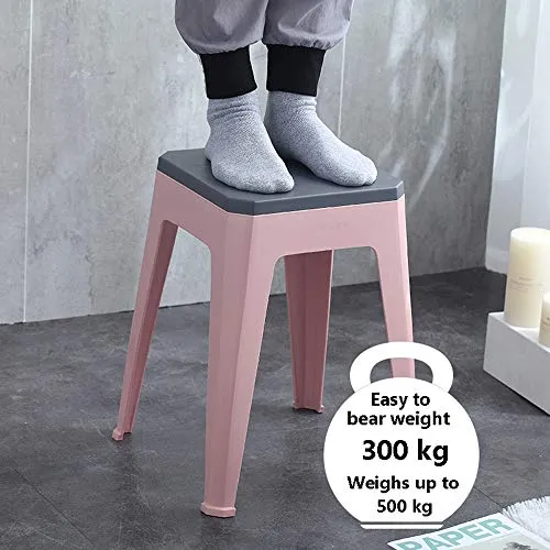 LXHkk Sgabello Alto Semplice, Sgabello Quadrato Plastica Bicolore Multifunzionale Sgabello con Gradino per Sedia da Pranzo...