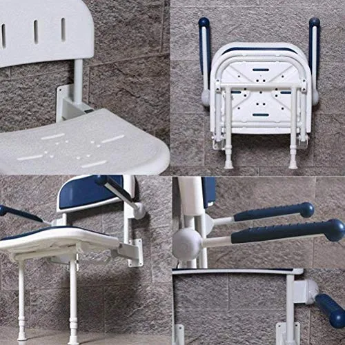 LXT PANDA Sedile per Doccia Ribaltabile, Sedia per Doccia Parete con Gamba Regolabile, capacità 300lb per Anziani, Handica...