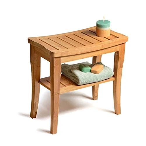 LYP Sedia Comoda per Anziani Sgabello da Bagno con Seduta Legno massello con Panca per scarpiera Legno massello, Sgabello...