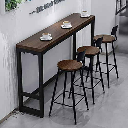 LYP Sgabelli da Bar Schienale Cucina Sgabello da Bar Stile Industriale, Sedile Rotondo Legno, per la Colazione Domestica,...