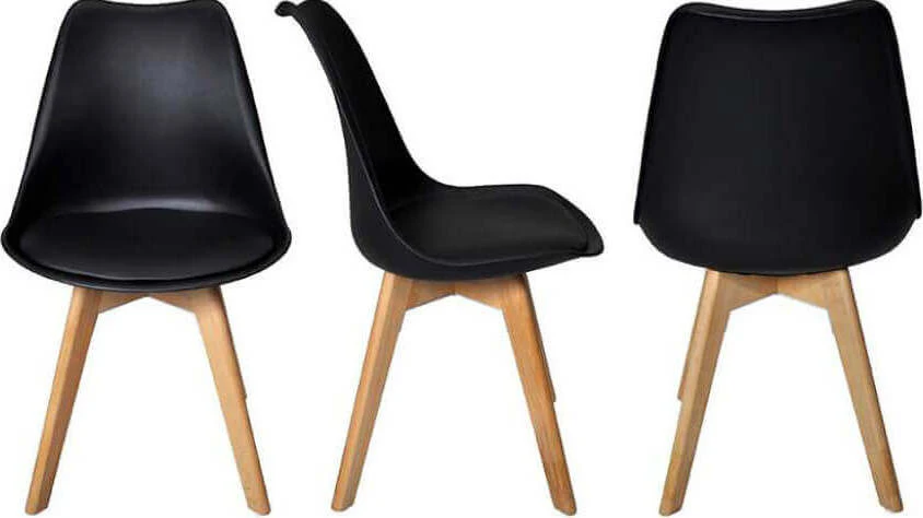 MARGOT - sedia moderna imbottita con gambe legno Nero Milani Home