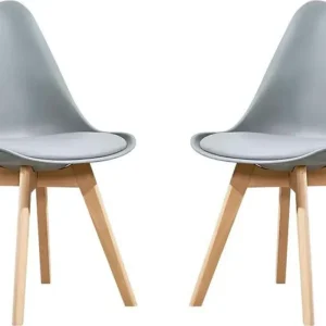 MARGOT - Set di 2 sedie moderna imbottita con gambe legno Grigio Milani Home