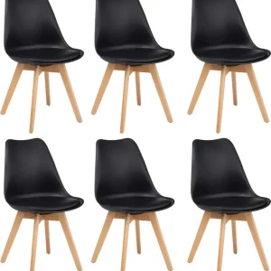 MARGOT - set di 6 sedie moderne imbottita con gambe legno Nero Milani Home