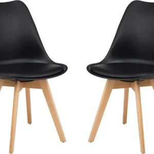 MARGOT - set di 2 sedie moderne imbottita con gambe legno Nero Milani Home