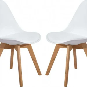 MARGOT - set di 2 sedie moderne imbottita con gambe legno Bianco Milani Home