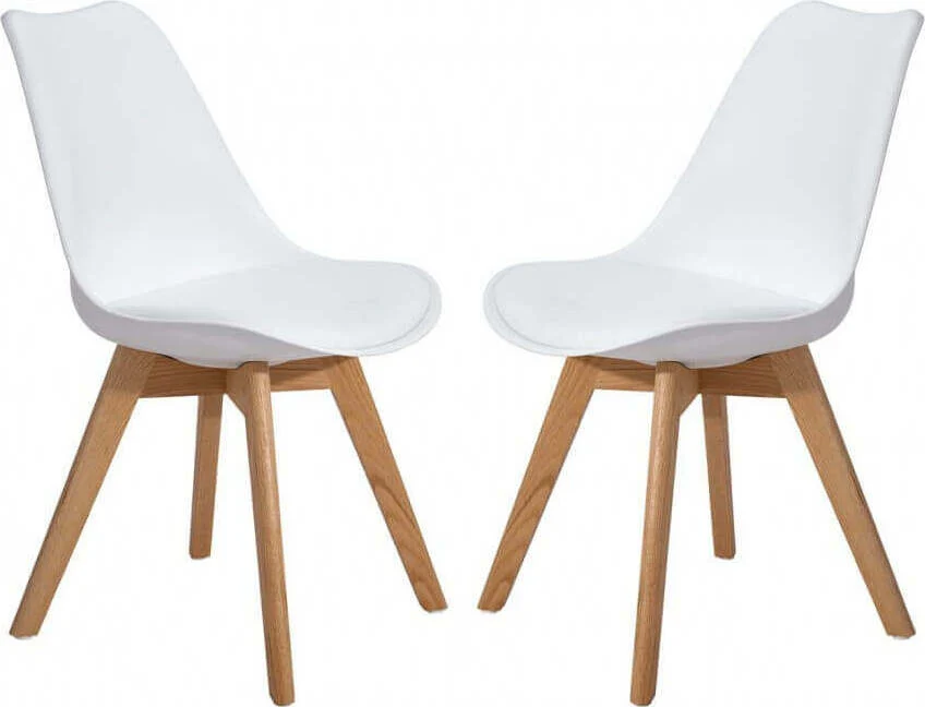 MARGOT - set di 2 sedie moderne imbottita con gambe legno Bianco Milani Home