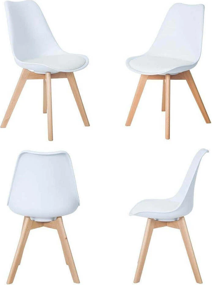 MARGOT - set di 2 sedie moderne imbottita con gambe legno Bianco Milani Home