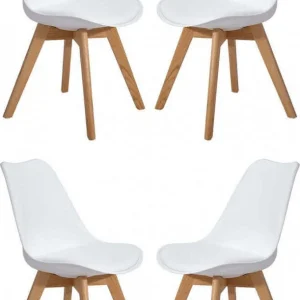MARGOT - set di 4 sedie moderne imbottita con gambe legno Bianco Milani Home