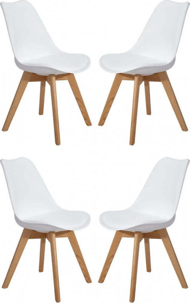 MARGOT - set di 4 sedie moderne imbottita con gambe legno Bianco Milani Home