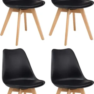 MARGOT - set di 4 sedie moderne imbottita con gambe legno Nero Milani Home
