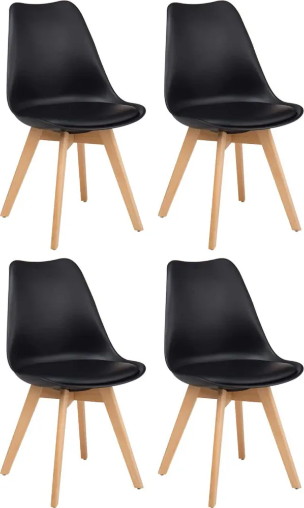 MARGOT - set di 4 sedie moderne imbottita con gambe legno Nero Milani Home