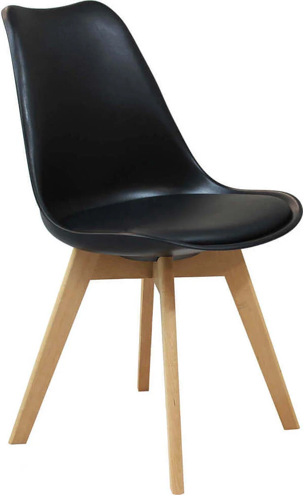 MARGOT - set di 4 sedie moderne imbottita con gambe legno Nero Milani Home