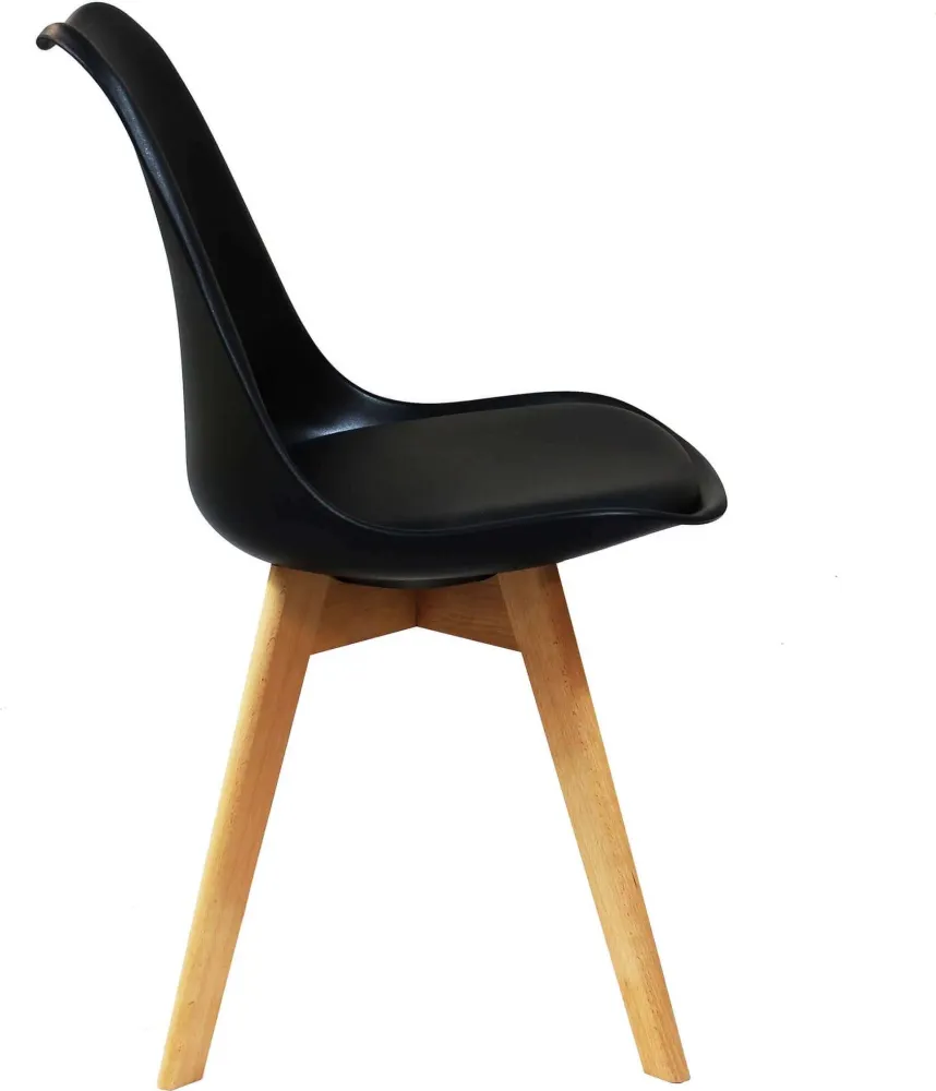 MARGOT - set di 4 sedie moderne imbottita con gambe legno Nero Milani Home