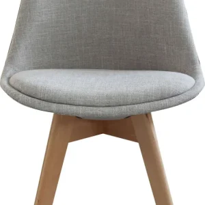 MARIANNE - set di 6 sedie moderne imbottite tessuto con gambe legno Grigio Milani Home